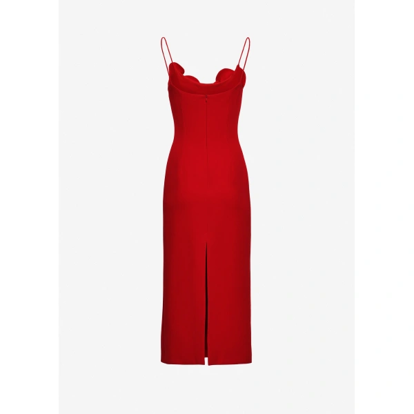 Magda Butrym Floral appliqué strap midi dress in red, view 2