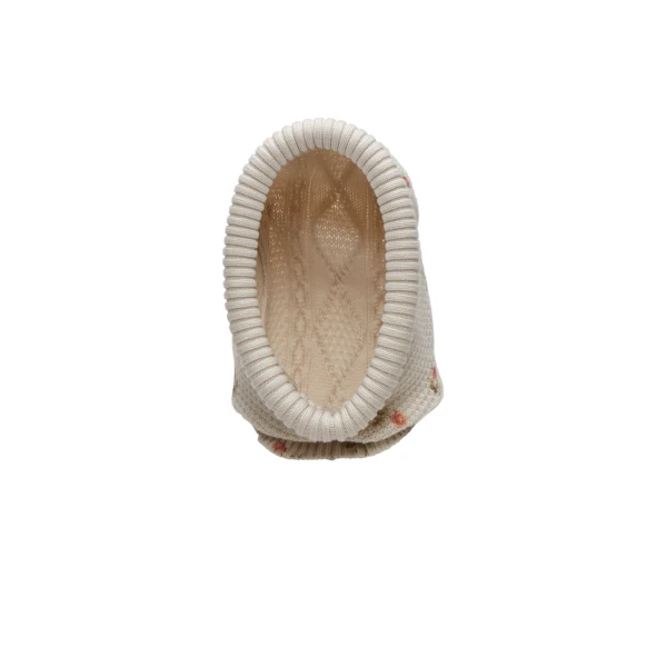 Floral cable knit balaclava in cream