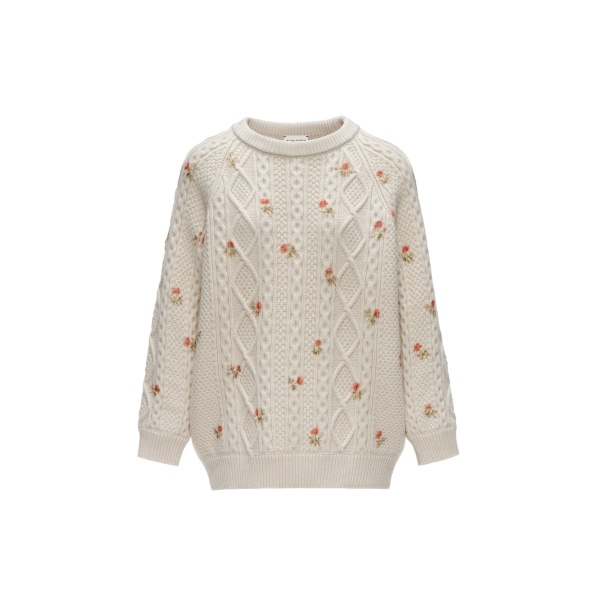 Magda Butrym Floral cable knit sweater in cream