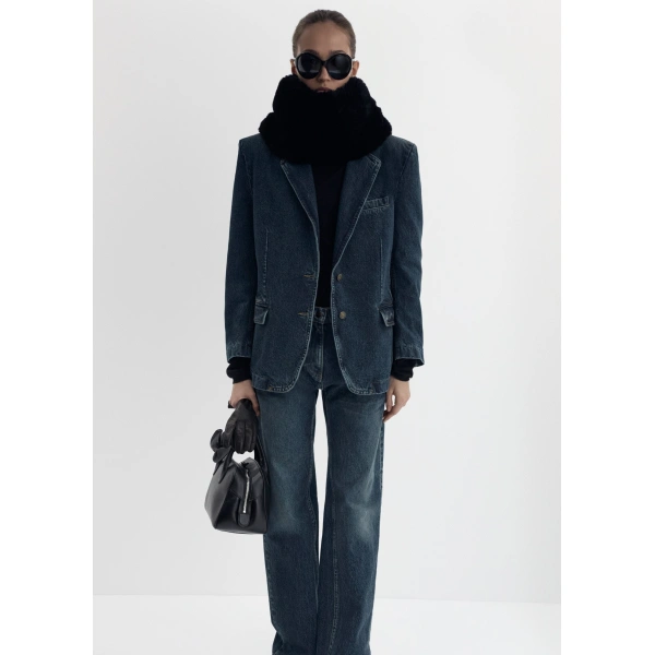 Magda Butrym Flower denim blazer in blue, view 3