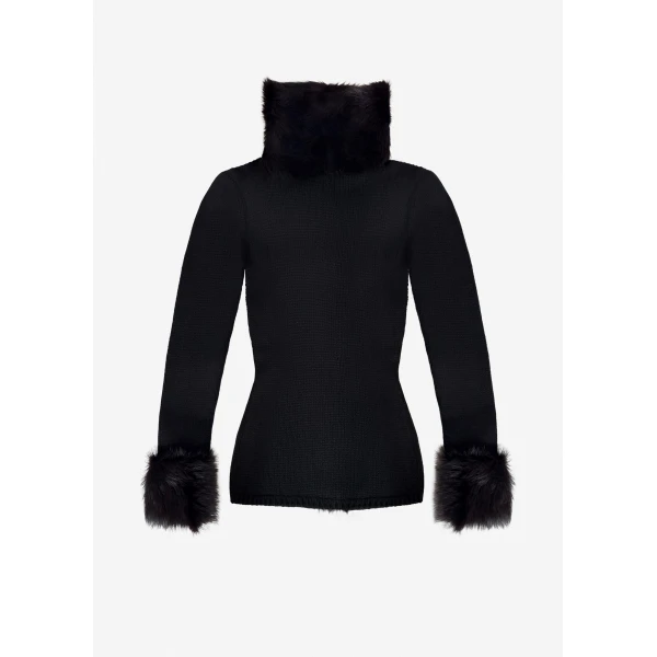 Magda Butrym Fur collar cardigan in black, view 2