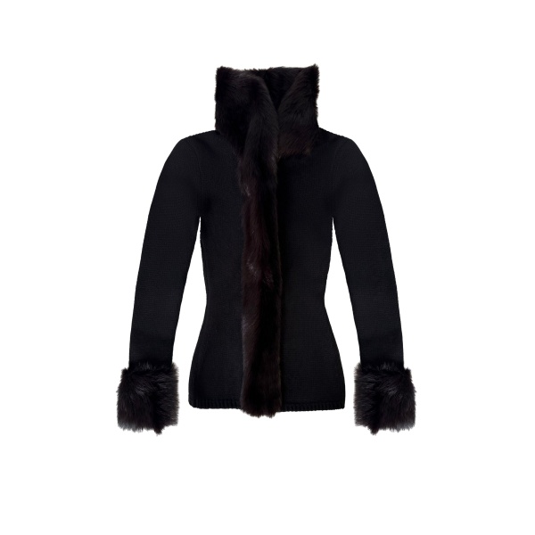 Magda Butrym Fur collar cardigan in black