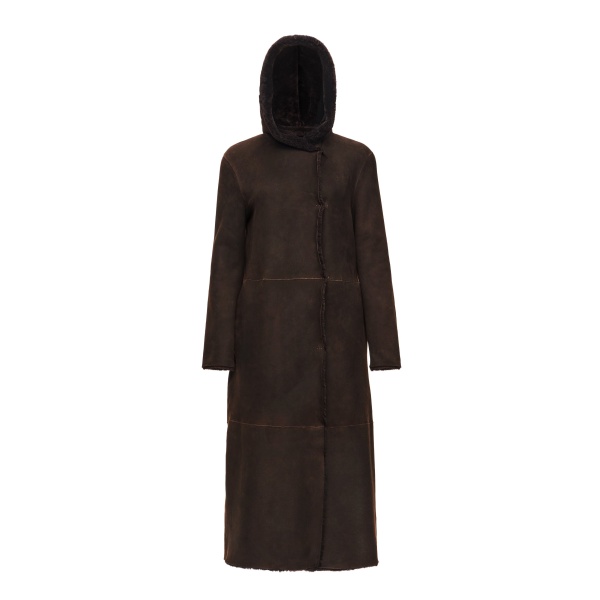 Magda Butrym Fur hooded coat in brown