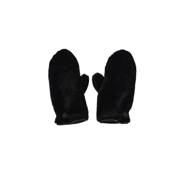 Fur mittens in black