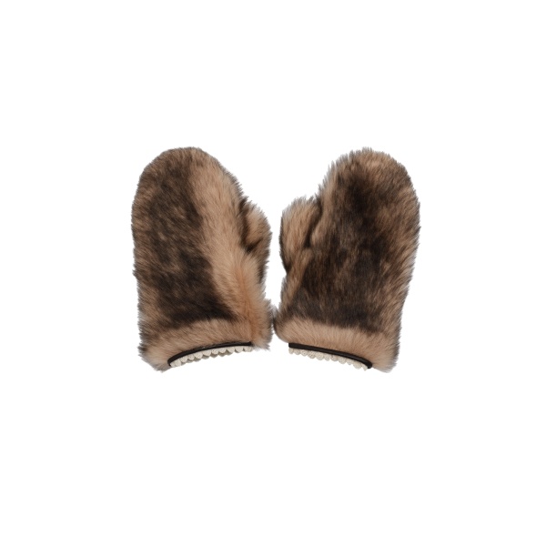 Magda Butrym Fur mittens with crochet trim