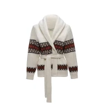 Magda Butrym Geometric belted wool cardigan in cream