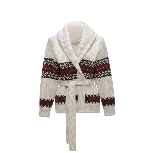 Magda Butrym Geometric belted wool cardigan in cream