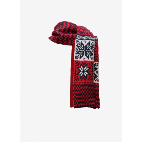 Magda Butrym Geometric knit scarf in red, view 2