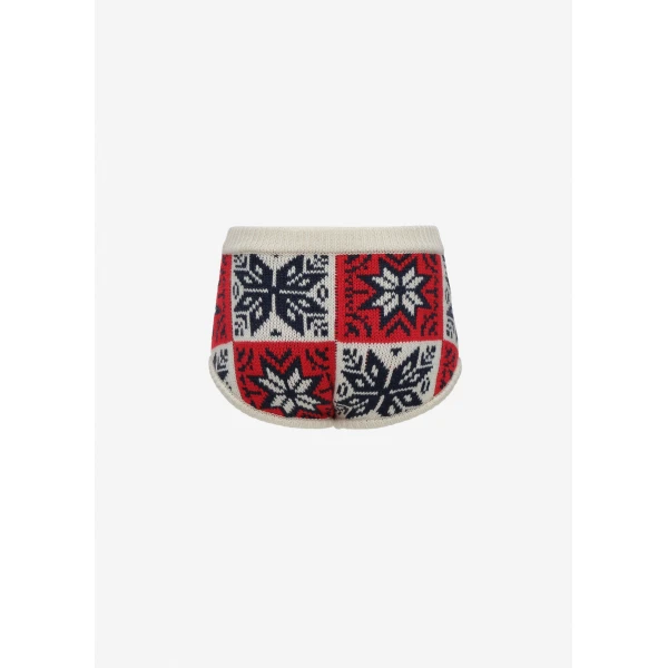 Magda Butrym Geometric knit shorts in red, view 2