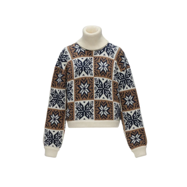 Geometric turtleneck sweater in brown
