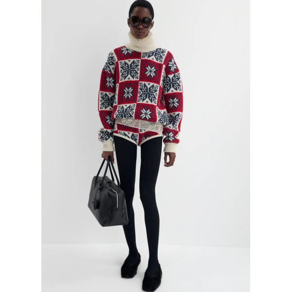 Magda Butrym Geometric turtleneck sweater in red, view 3