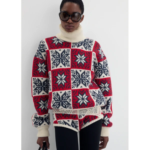 Magda Butrym Geometric turtleneck sweater in red, view 4