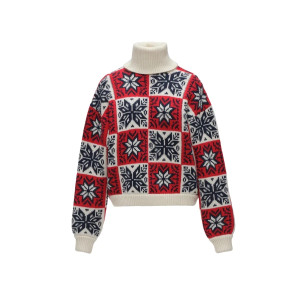 Geometric turtleneck sweater in red