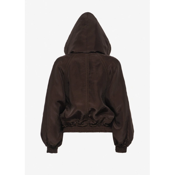 Magda Butrym Hooded windbreaker jacket in brown, view 2