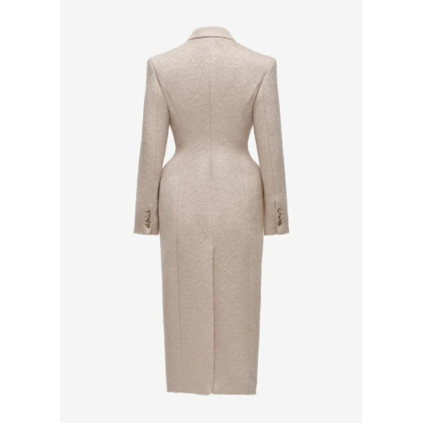 Magda Butrym Hourglass double-breasted coat in beige, view 2