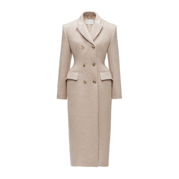 Hourglass double-breasted coat in beige