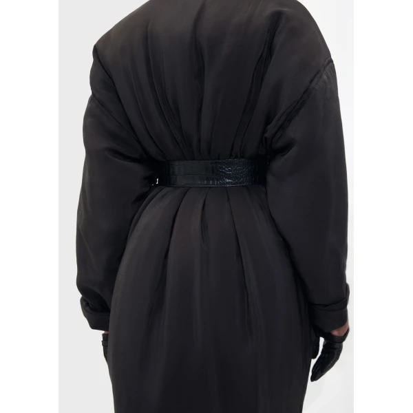 Magda Butrym Insulated coat with leather belt in brown, view 4
