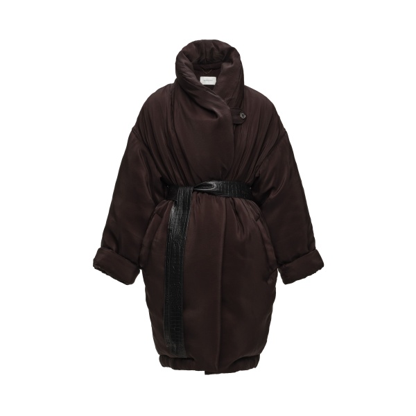 Magda Butrym Insulated coat with leather belt in brown