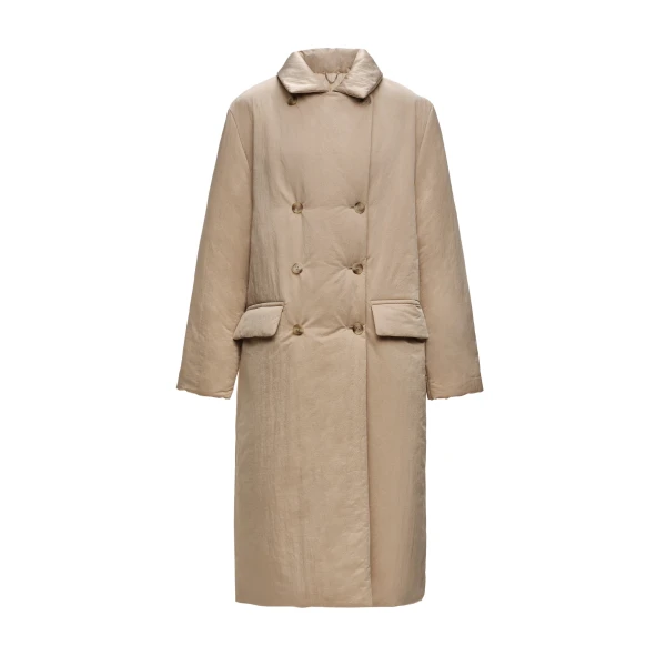 Insulated double-breasted coat in beige