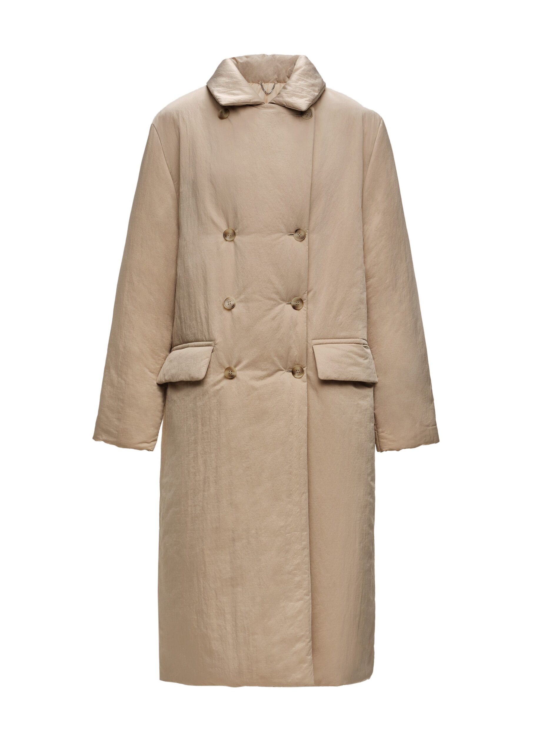 Magda Butrym Insulated double-breasted coat in beige | Coats | Coveti Magda Butrym Insulated double-breasted coat in beige