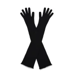 Magda Butrym Long cashmere crochet-trim gloves in black