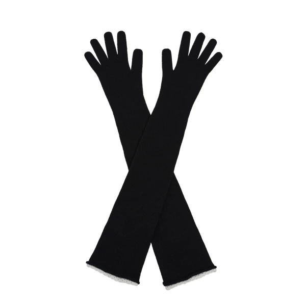 Magda Butrym Long cashmere crochet-trim gloves in black