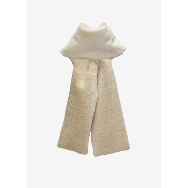 Magda Butrym Long fur scarf in cream, view 2
