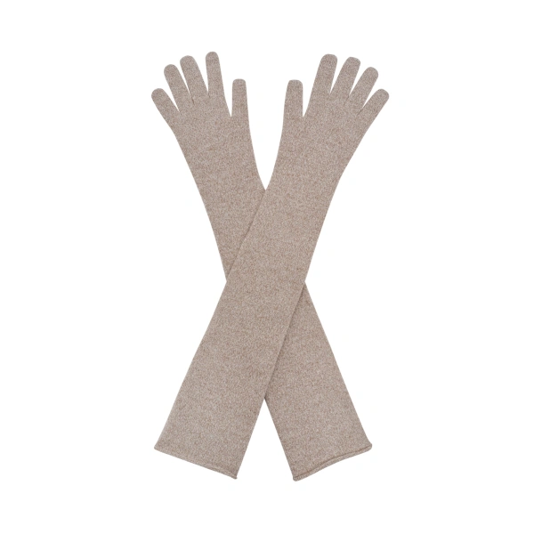 Long wool gloves in beige