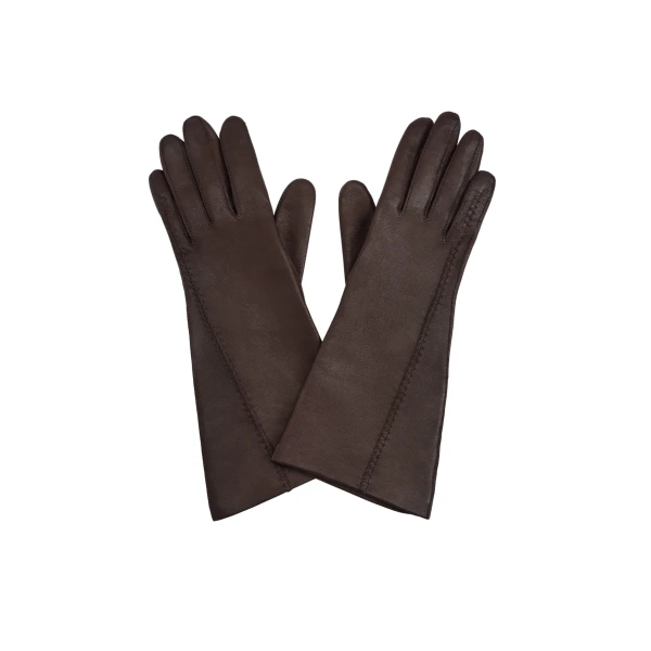 Mid-length leather gloves in brown