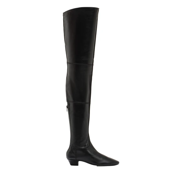 Over-the-knee boots in black leather
