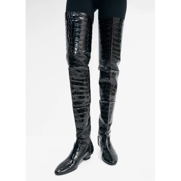 Magda Butrym Over-the-knee boots in croco-embossed leather, view 4