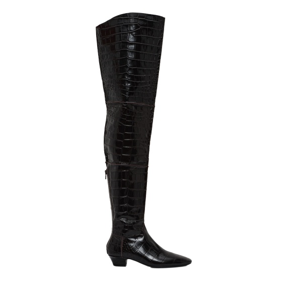 Magda Butrym Over-the-knee boots in croco-embossed leather