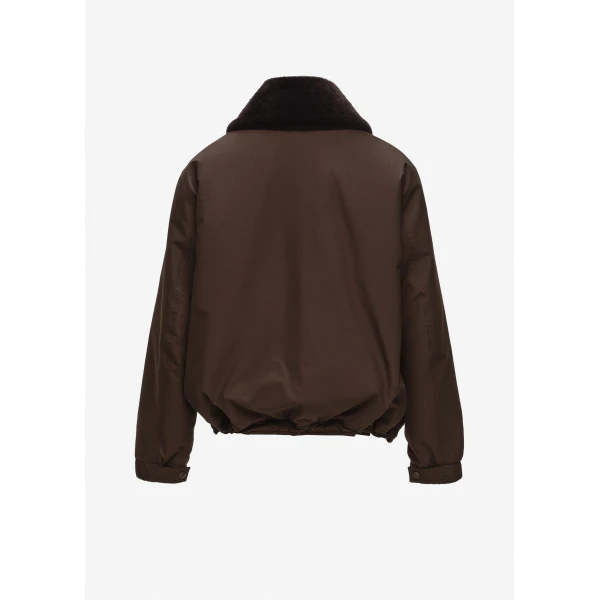 Magda Butrym Padded jacket with detachable fur collar in brown, view 2