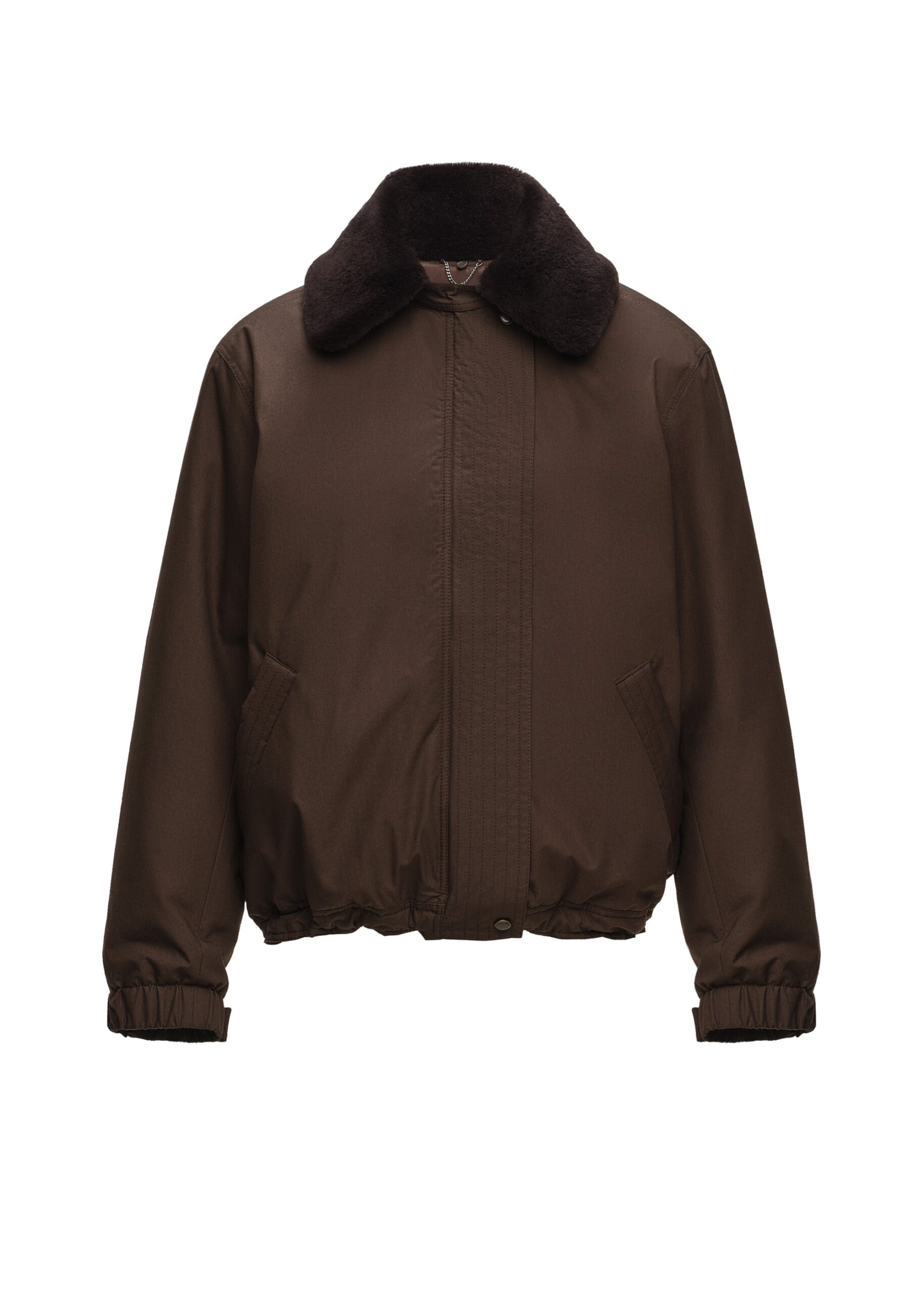 Magda Butrym Padded jacket with detachable fur collar in brown | Jackets | Coveti Magda Butrym Padded jacket with detachable fur collar in brown