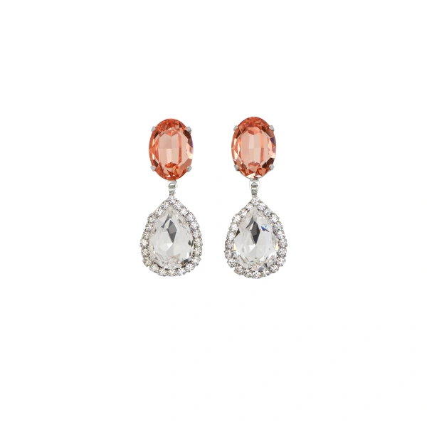 Pear crystal drop earrings in orange