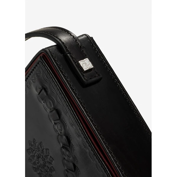 Magda Butrym Podhale-style embroidered Apolonia bag in black leather with flower charm, view 4