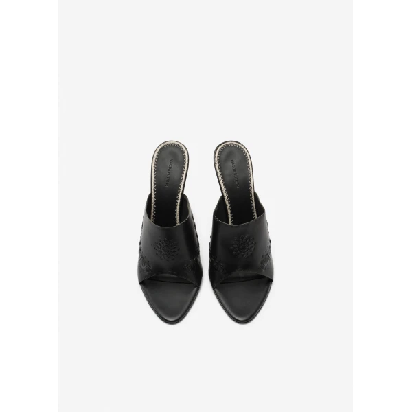 Magda Butrym Podhale-style embroidered high-heel mules in black, view 3