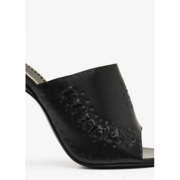 Magda Butrym Podhale-style embroidered high-heel mules in black, view 4