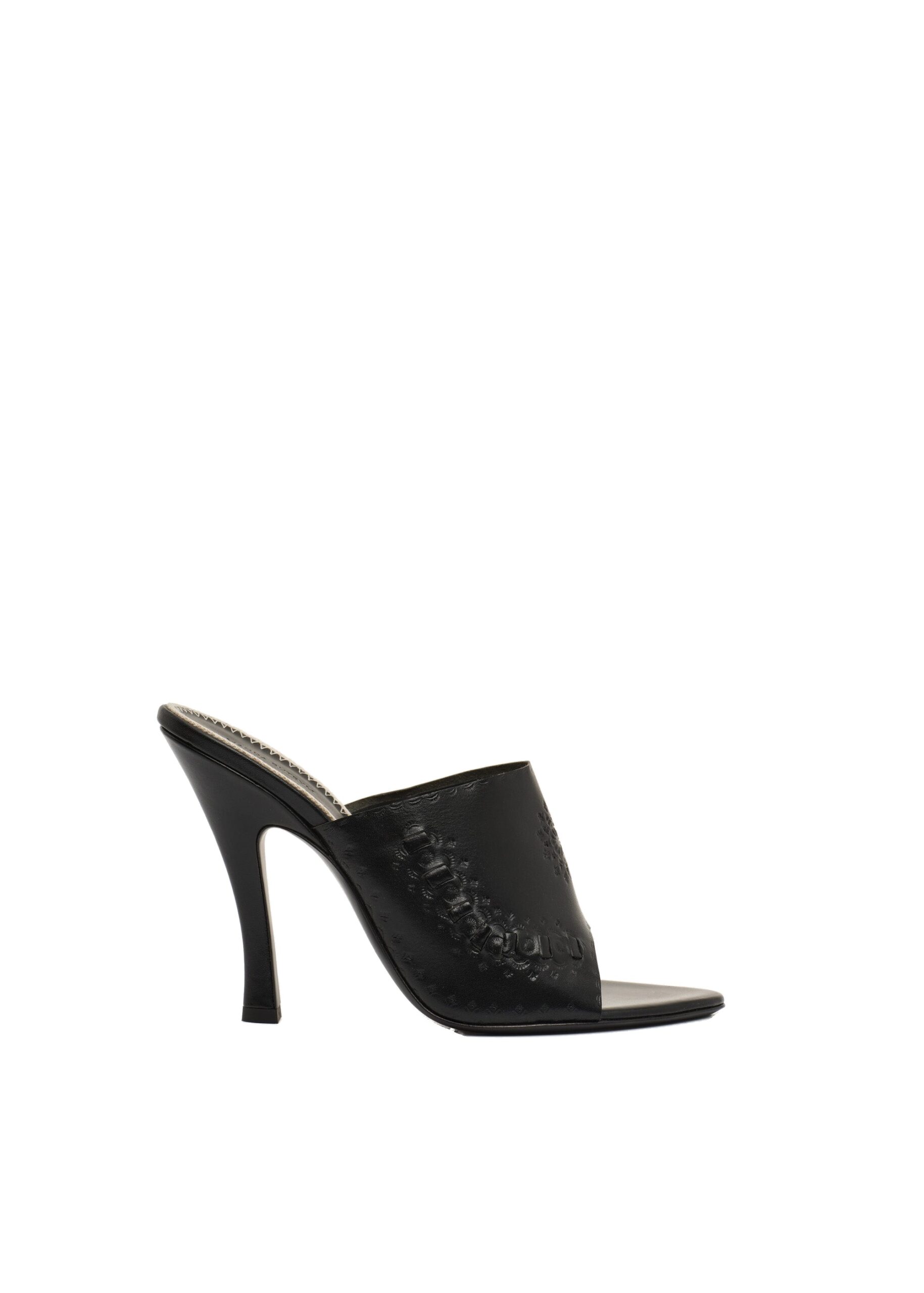 Magda Butrym Podhale-style embroidered high-heel mules in black | Shoes | Coveti Magda Butrym Podhale-style embroidered high-heel mules in black