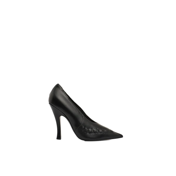 Magda Butrym Podhale-style embroidered pointed pumps in black leather
