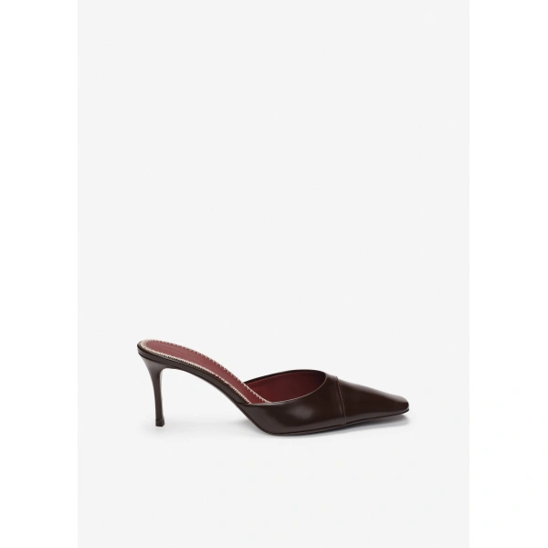 Magda Butrym Pointed-toe mules in brown leather, view 2