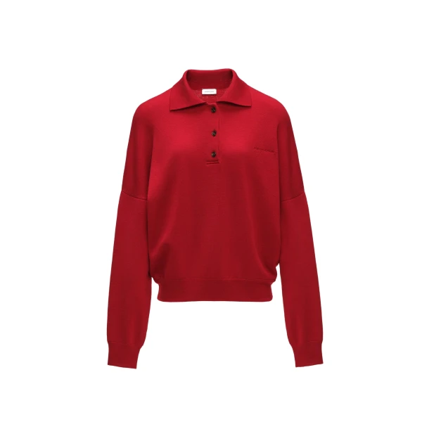 Relaxed polo sweater in red