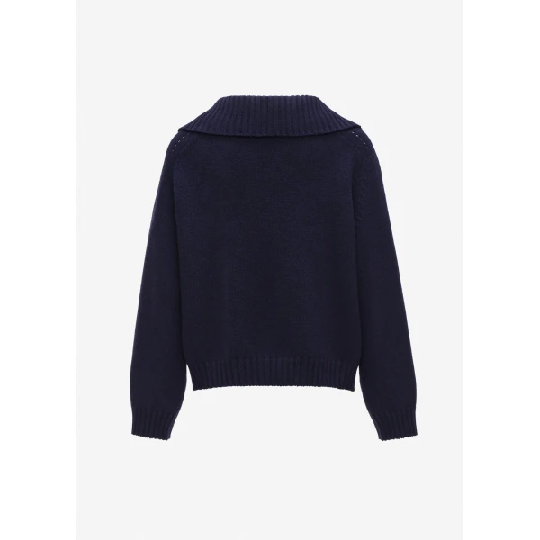 Magda Butrym Relaxed wide collar knit sweater in navy, view 2