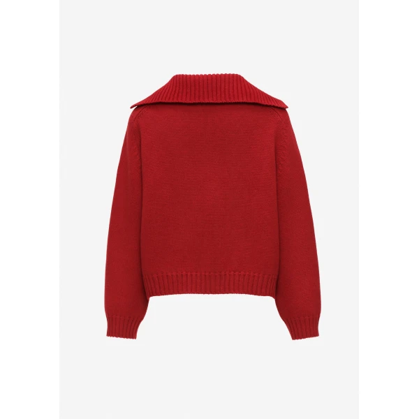 Magda Butrym Relaxed wide collar knit sweater in red, view 2