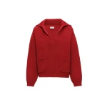 Magda Butrym Relaxed wide collar knit sweater in red