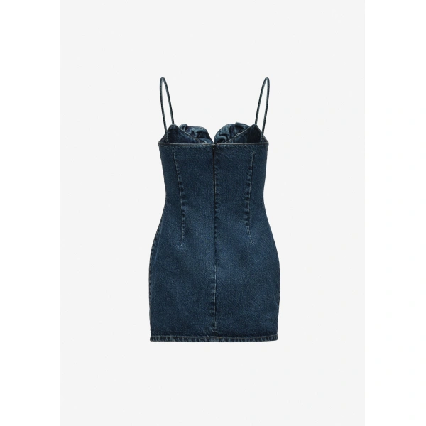 Magda Butrym Rose-detail denim mini dress in blue, view 2