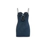 Magda Butrym Rose-detail denim mini dress in blue