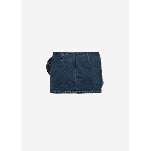 Magda Butrym Rose-detail denim mini skirt in blue, view 2