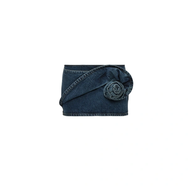 Magda Butrym Rose-detail denim mini skirt in blue