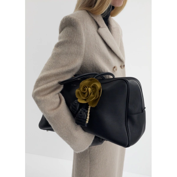 Magda Butrym Rose keychain in khaki, view 2